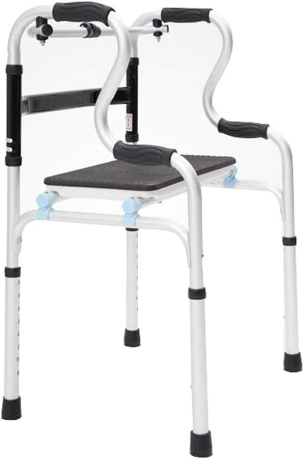 Folding Lightweight Aluminium Walking Zimmer Frame with Seat Adjustable Height for Seniors and Handicap Load Capacity:160kg(