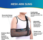 Mesh Arm Shoulder Sling Medical Shoulder Immobilizer for Shoulder Injury Torn Rotator Cuff, Breathable Arm Brace for Shower, Right Left Arm Stabilizes Elbow Arm Wrist Injury for Men Women (Black)