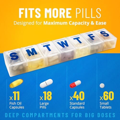 MEDca Weekly Pill Organizer, 7-Day Pill Planner Extra Large