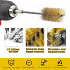 8 Pcs Bore Brush Set - 304 Stainless Steel & Brass Drill Wire Bore Cleaning Brushes with 1/4" Hex Shank for Power Drills Ports Tubes Bearings Cleaning Parts, 3/8'' 1/2'' 3/4'' 7/8''