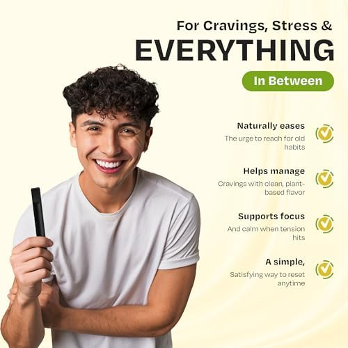 Smokeless Inhaler | Flavored Air Device with 12 Plant-Based Cores | Mint & Spearmint | 36 Days of Scent | Portable, Reusable & Non-Electric | Simple Fresh Air Stop Smoking Aid