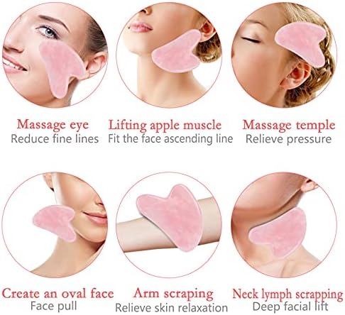 HOTACE Natural Rose Quartz Facial Jade Guasha Massager Face Guache Scraper Neck Body Relaxation Slimming Gua Sha Board Beauty Thin Lift Skin Care Tools-Pink