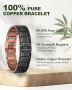 MagEnergy Copper Bracelet for Men, 3X Strength Magnetic Bracelet, 99.99% Pure Copper Jewelry Gift with Sizing Tool