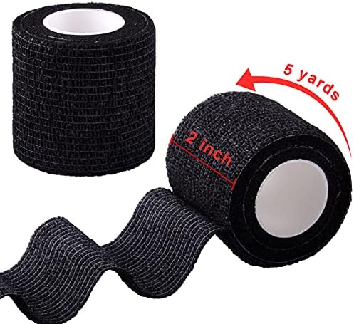 BQTQ 30 Rolls Self Adherent Wrap Stretch Bandages Self Adhesive Bandage Wrap 2 inch Self Stick Bandage Wrap Tape for Wrist Ankle Swelling Sprains (Black)