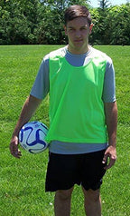 American Challenge Soccer Pinnies (10-Pack) – Mesh Jersey Vest for Scrimmage Practice, Soccer Pennies and Training Bibs