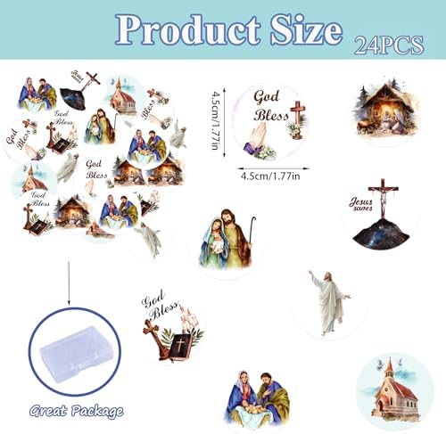 24PCS Edible Christian Jesus Cupcake Toppers Edible Christ Blessed Cupcake Toppers Cross Religious Christianity Cake Decor for Christian Jesus Party BabyShower Baptism Cake Decor Supplies