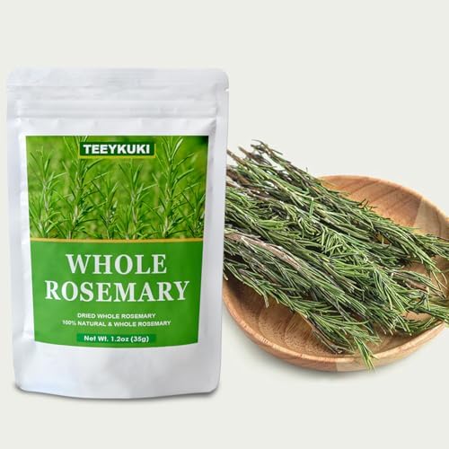 Natural Dried Whole Rosemary Sprigs, 1.24oz(35.0g), 10~15 Sprigs, Premium Grade Dried Rosemary Sprigs for Baking & Beverages, Non-GMO