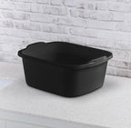 18 Qt Large Capacity Plastic Dishpan, Heavy Duty Kitchen Sink Wash Tub with Handles, BPA-Free Multipurpose Basin for Washing Dishes, Cleaning Toys, Soaking Clothes & Household Storage, Black