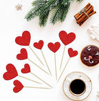 Gyufise 30Pcs Heart Cupcake Toppers Red Glitter Sweet Love Heart Cupcake Pick Decorations Valentine's Day Cake Decorations for Wedding Engagement Bridal Shower Birthday Party Cake Decorations Supplies