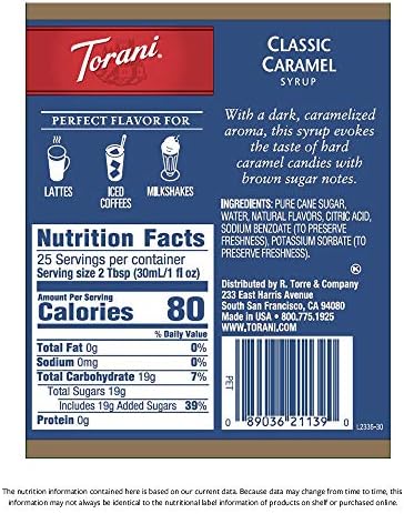 Torani Syrup, Classic Caramel, 25.4 Ounces (Pack of 4)