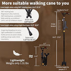 Smart Alarm Walking Cane for Men & Women, Foldable with LED Light, Ergonomic Handle and Shock-absorbingbase Stable and Easy to Store