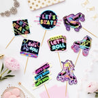 24 Pcs Roller Skating Cupcake Toppers Roller Skate Cake Decorations Roller Skating Party Decorations Cupcake Toppers for Roller Skate Birthday Party Decorations