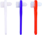 OASISGUEST Denture Cleaning Brush Set, T-Shaped Special Toothbrush, Hard Toothbrush, for Denture Care (Blue, Red, White, 3 Count (Pack of 1))