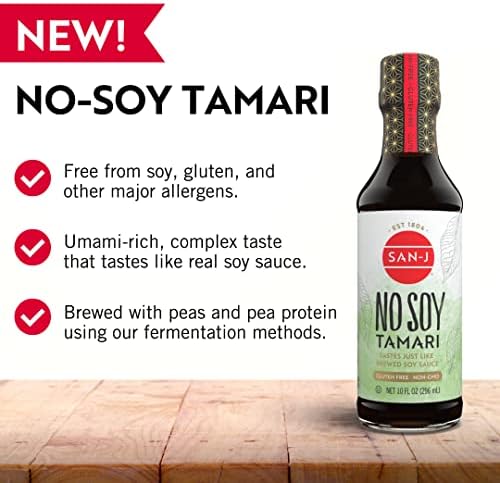 San-J - No Soy Tamari - Specially Brewed Soy Sauce Alternative - 10 oz. Bottles - 2 Pack