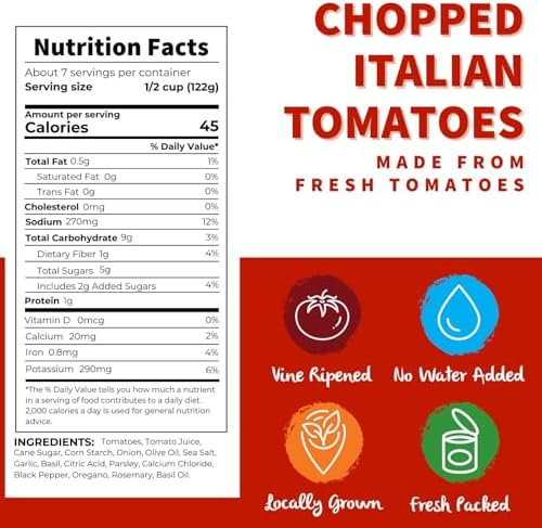 Dei Fratelli Chopped Italian Tomatoes with Herbs and Olive Oil - Vine-Ripened – Non GMO, Gluten-Free (28 oz. Cans, 6 pack)