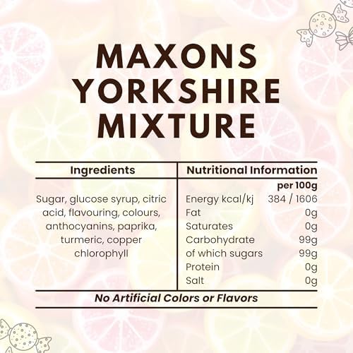 Maxons Yorkshire Mixture 250g (8.8 Oz) Bag - Authentic Mixture of Fruit and Mint Flavored Boiled Sweets, British Hard Candy Assortment, English Candy Mix, Imported Gifts & Treats from England, UK