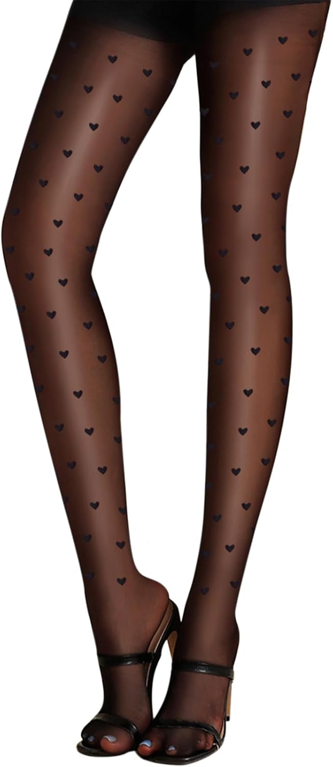 Women's Polka Dot Tights/Heart Sheer Tights Patterned High Waist Pantyhose
