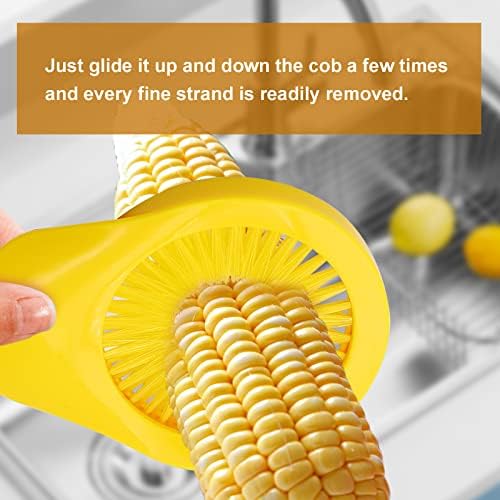 Corn Silk Remover,Corn Cleaning Brush,Vegetable Fruit Silk Remover for Corn Vegetables Cucumber Cleaning Brush Tools(Yellow)