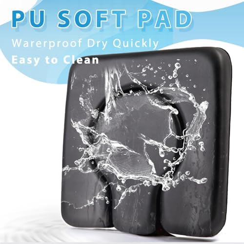 PU Commode Seat Cushion with Sponge Padded,C Shape Waterproof Soft Pad,Suitable for Bedside Commode Chairs,Raised Toilet Seats(Black)