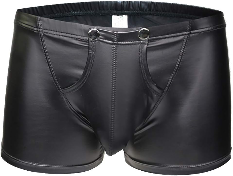 Mens Imitation Leather Underwear Sexs Boxer Briefs S-2XL