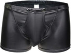 Mens Imitation Leather Underwear Sexs Boxer Briefs S-2XL