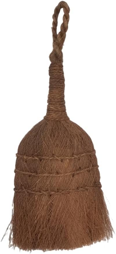 Palm Fiber Handheld Small Broom, Natural Bristle, Handmade Mini Fireplace Broom Brush