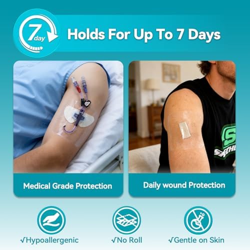 Dimora Transparent Film Dressing 50 Packs, Waterproof Adhesive Clear Bandages 4 in x 5 in, Wound Cover for IV Shield, Tattoo Aftercare Bandage,Clear Bandage Tape for Wound Care