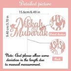 Nikkah Mubarak Cake Topper Muslim Islam Wedding/Engagement Party Decorations Ramadan Mubarak Happy Eid Festival Anniversary Party Deor Sign Rose Gold Glitter