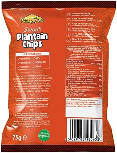 Village Pride Plantain Chips Sweet 75 g (Pack of 24)