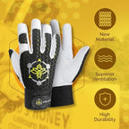 Premium Beekeeping Goatskin Gloves w/Highest Patented Ventilation & Dexterity - Beekeping Supplies