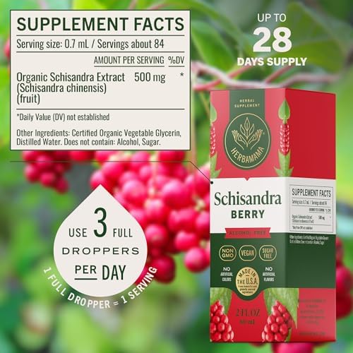 HERBAMAMA Schisandra Berry Supplement – Schisandra Extract for Stress Relief Support & Cortisol Support – Vegan, Non-GMO, Alcohol & Sugar-Free Calm Supplement, 28-Day Supply