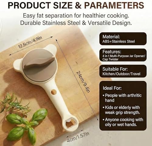 Lid Opener Jar openers for seniors – Stainless Steel Adjustable Lid Remover, Easy Grip Handle Jar Opener for Seniors with Arthritis, Fits Jars, Bottles & Cans, Mothers Day Gifts – New Kitchen Gadgets