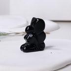 AtkitS 1PC Natural Butterfly Fairy Statue Crystal Carving Reiki Healing Mini Statue Gemstone Craft Decoration Gift (Color : Obsidian)