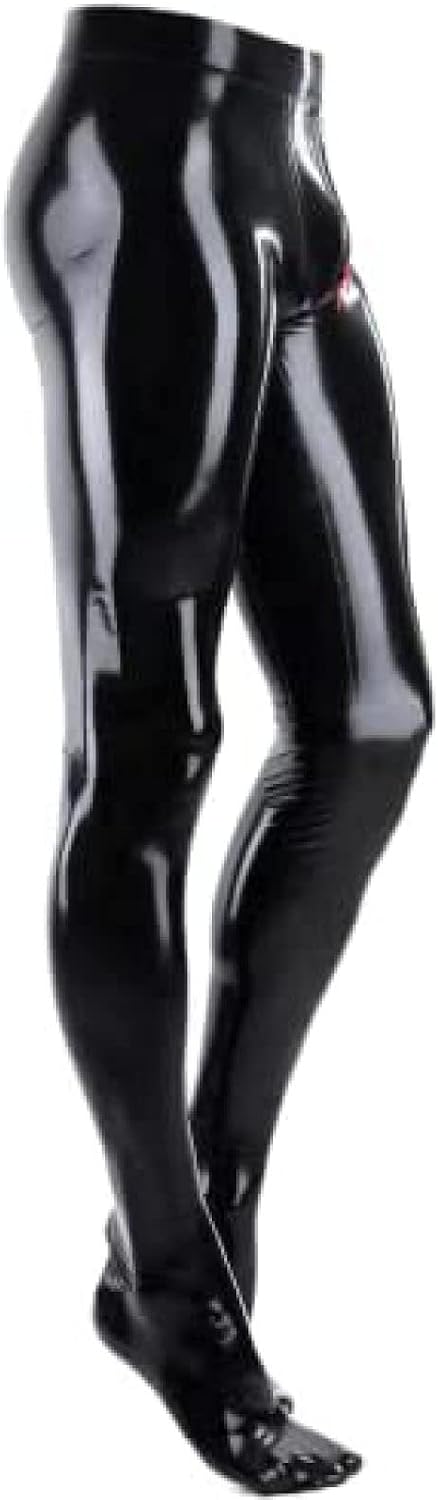 Sexy Latex Trouser Men 3D Crotch and Zip Skinny Latex Leggings,Black,Medium
