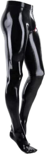 Sexy Latex Trouser Men 3D Crotch and Zip Skinny Latex Leggings,Black,Medium