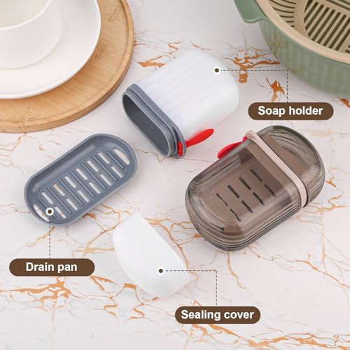 2pcs Travel Soap Case, Leakproof Soap Container with Lid, 2 Styles Portable Compact Bar Box Holder, Travel Essentials Shower Dish Saver Accessories for Vacation Gym Camping Bathroom(Gray, White)