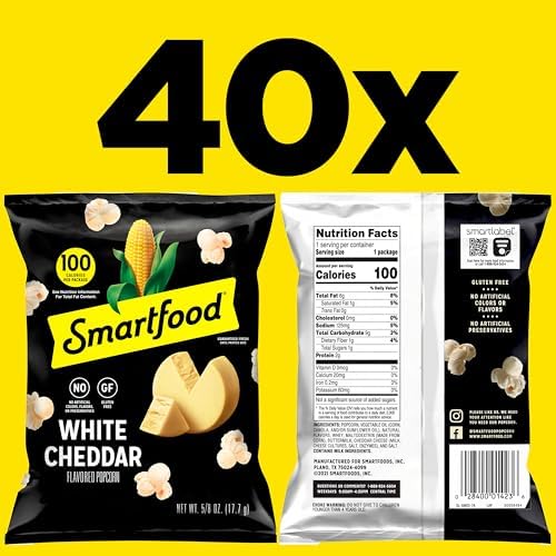 Smartfood Popcorn, White Cheddar, 0.625 Ounce (Pack of 40)