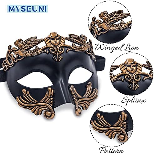Masquerade Mask for Couple - Roman Greek Man Mask & Venetian Metal Women Mask for Masquerade Ball Mardi Gras