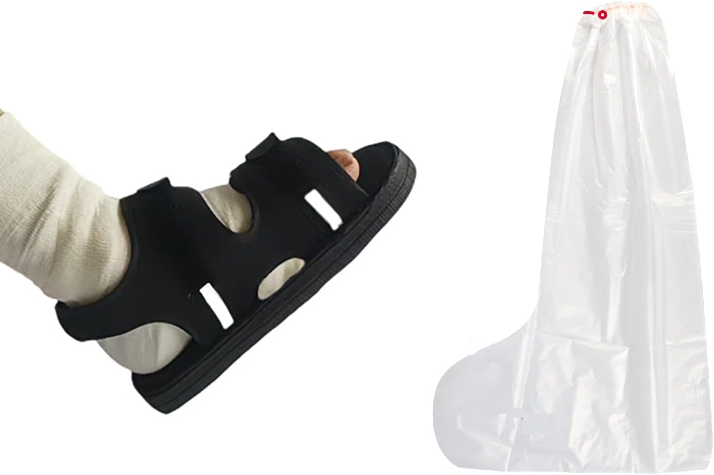 IPENNY Cast Shoes Open Toe Post Op Shoes with Waterproof Leg Cover, Fracture Foot Surgical Support Medical Walking Boot Surgery Recovery Plaster Shoes with Adjustable Straps, Fit for Kids Women Men