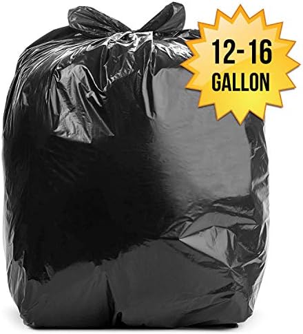 Aluf Plastics 12-16 Gallon 1.25 MIL (eq) Black Heavy Duty Trash Can Liners - 24" x 33" - Pack of 250 - For Contractor, Industrial, & Commercial