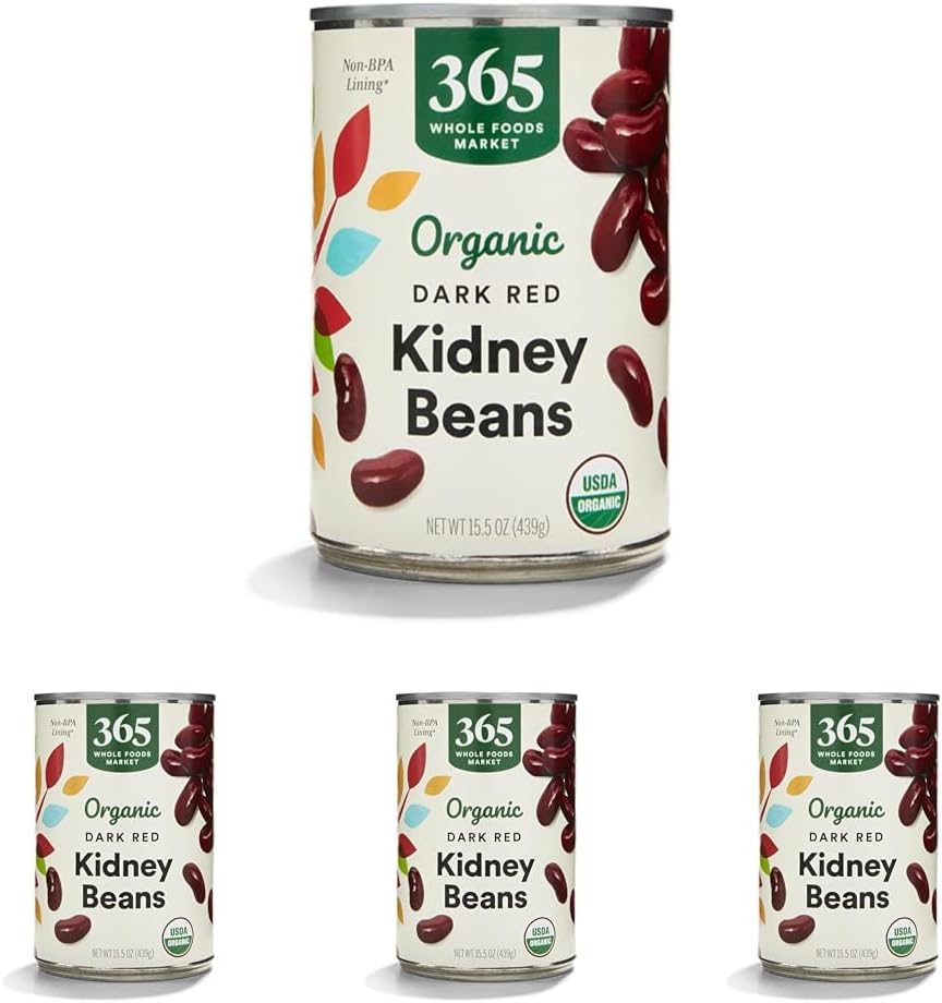 365 by Whole Foods Market, Organic Dark Red Kidney Beans, 15.5 Ounce (Pack of 4)
