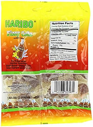 Haribo Gummi Candy, Fizzy Cola, 5 Ounce