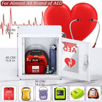 NLShan Wall Mounted AED Defibrillator Cabinet, Metal Steel Plate Storage Cabinet with Snap Lock, Fit All Brands of AED, 14.2 x 7.9 x 15.8 Inch