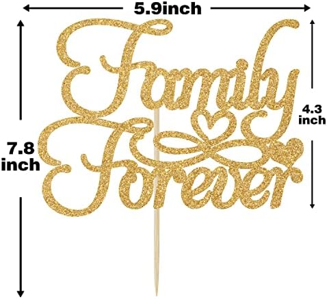 Gold Glitter Family Forever Cake Topper, Welcome Home/Home Sweet Home Cake Decor, Family Theme Party Decorations Supplies