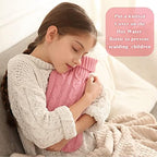 2 Pieces Hot Water Bottle Cover Soft Cover Only Knitted Hot Water Bottle Sweater for Winter Compress and Cold Therapy, Menstrual Cramps, Neck, Shoulder Pain Relief(Pink, Khaki)