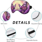 Purple Butterfly Silk Sleep Mask with Adjustable Strap for Travel, Nap, Shift Work, Office