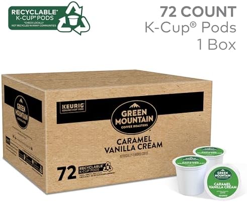Green Mountain Coffee Roasters Caramel Vanilla Cream Keurig Single-Serve K-Cup pods, Light Roast Coffee, 72 Count