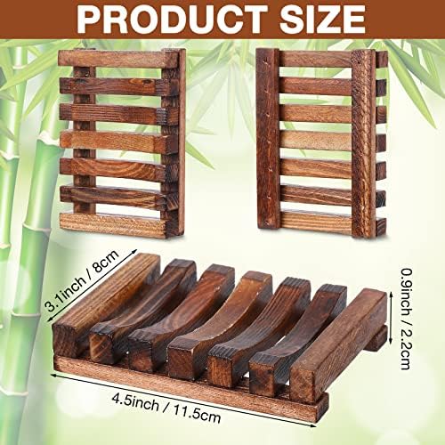 Skylety 50 Pieces Wooden Shower Soap Dish Bulk Soap Holder Savers Draining Tray Case Stand for Bathroom Kitchen Travel Sponge Shampoo Sink, 4.5 x 3.1 x 0.9 Inches (Brown Color)