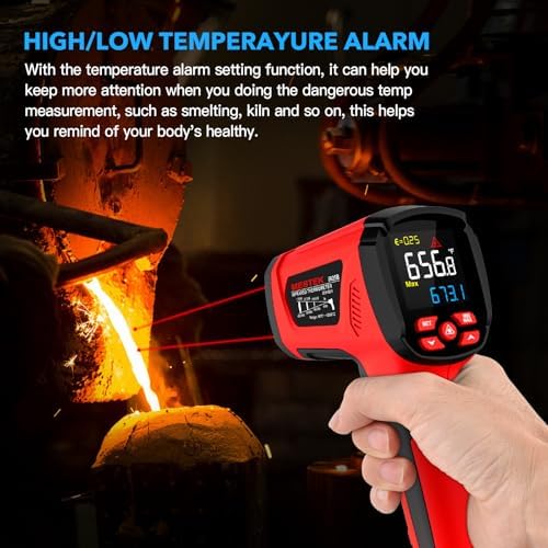 Infrared Thermometer Temperature Gun, -40℉~3632℉, Non Contact Digital Laser Thermometer Pyrometer 50:1 High Temp Infrared Thermometer with Color LCD Display for Industrial HVAC Forge Metal Smelting