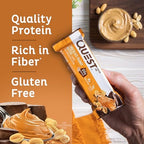 Quest Nutrition Chocolate Peanut Butter Bars, 20g Protein, 1g Sugar, 4g Net Carb, Gluten Free, Keto Friendly, 12 Count